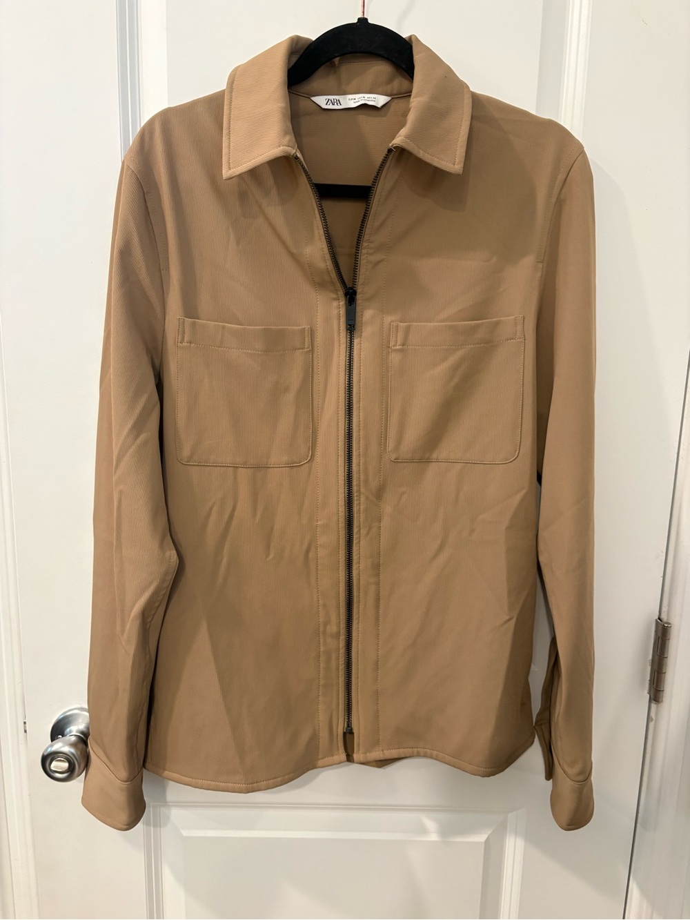 Zara Men's Beige Zip-Up Shirt Jacket